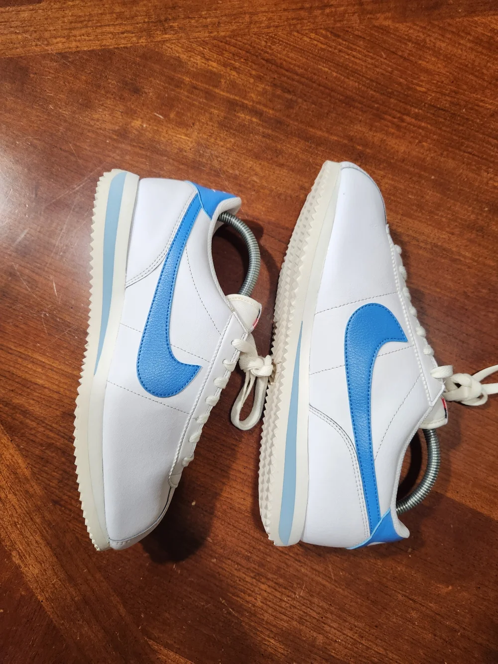 Nike Women's Classic Cortez Leather Sneakers - White/Blue Size 10 or 8.5 Men